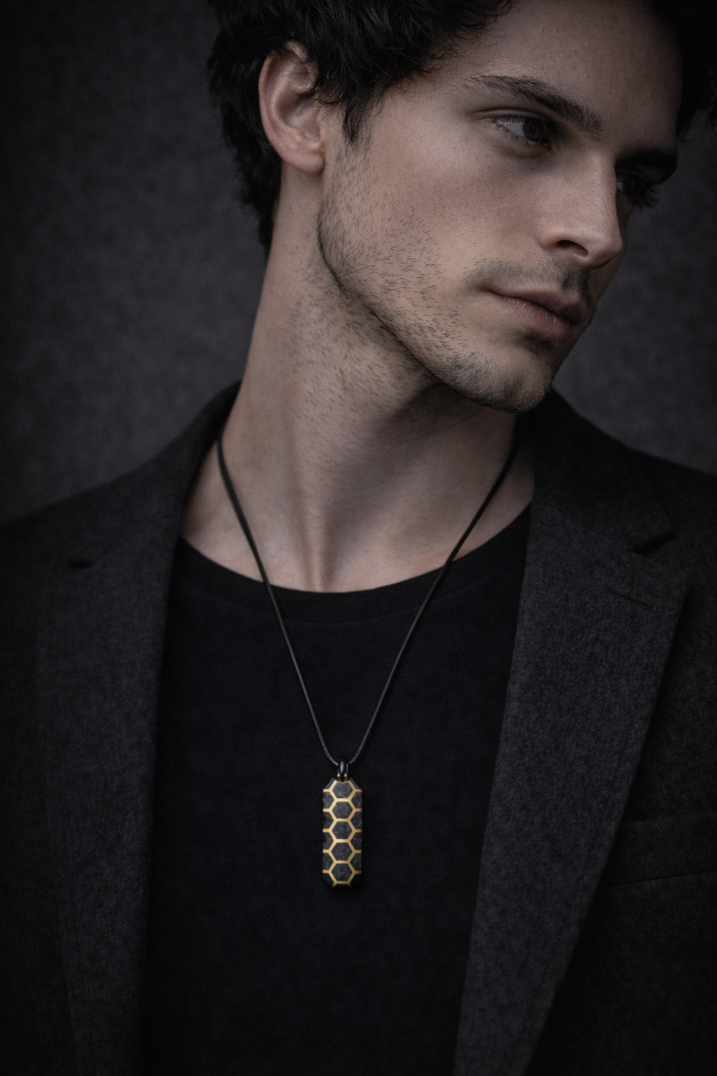 HEX LINE Pendant — Metal Inlay