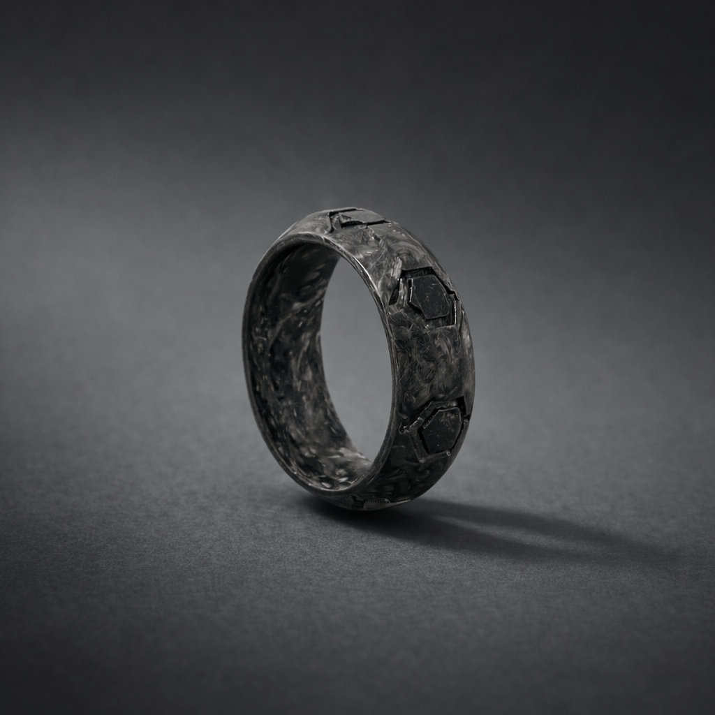 MATRIX HEX RING - Forged Carbon