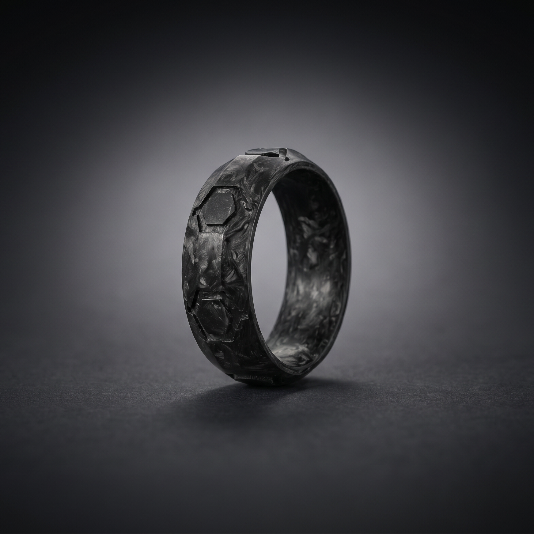 MATRIX HEX RING - Forged Carbon