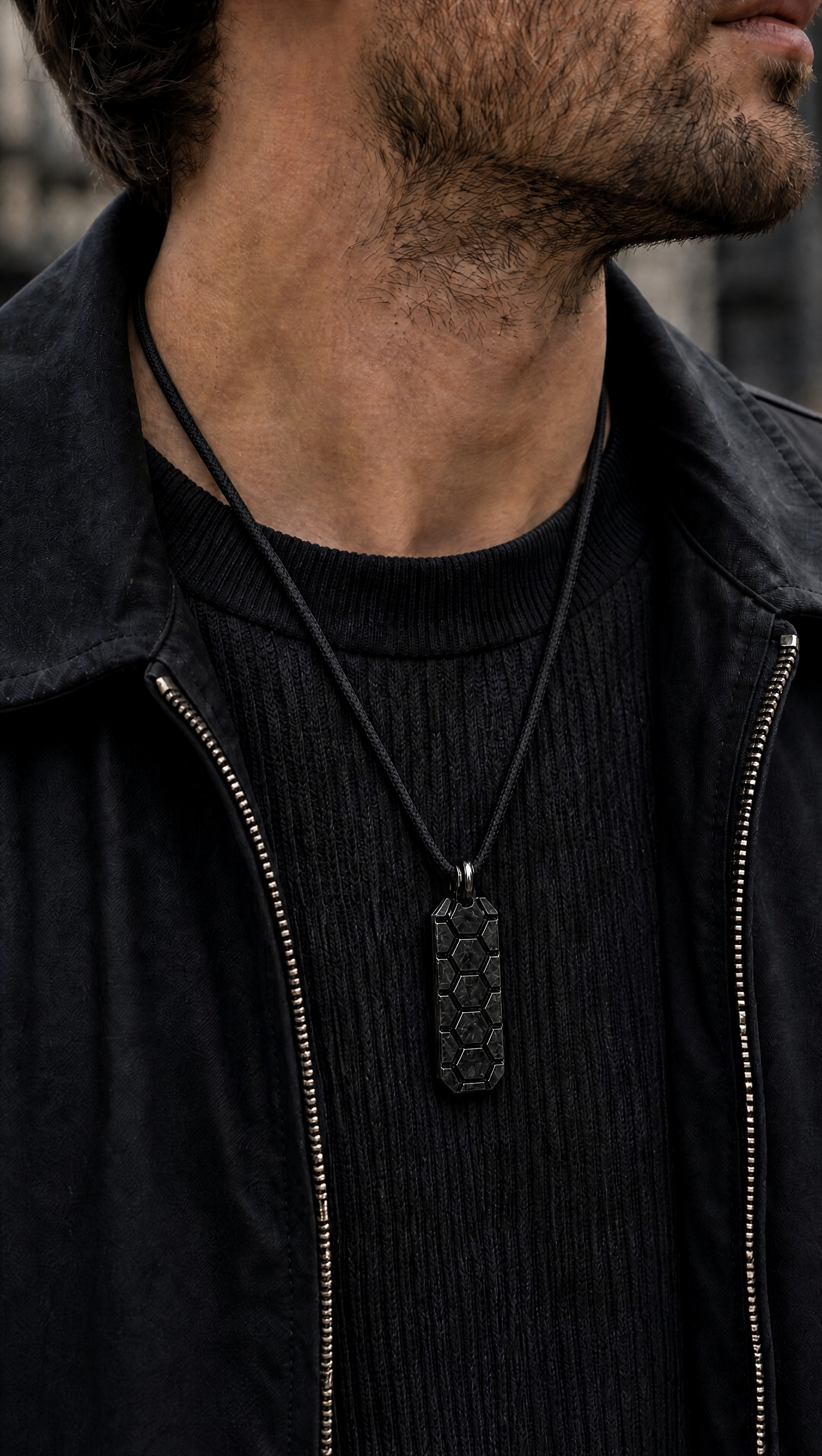 HEX CORE – Forged Carbon Pendant