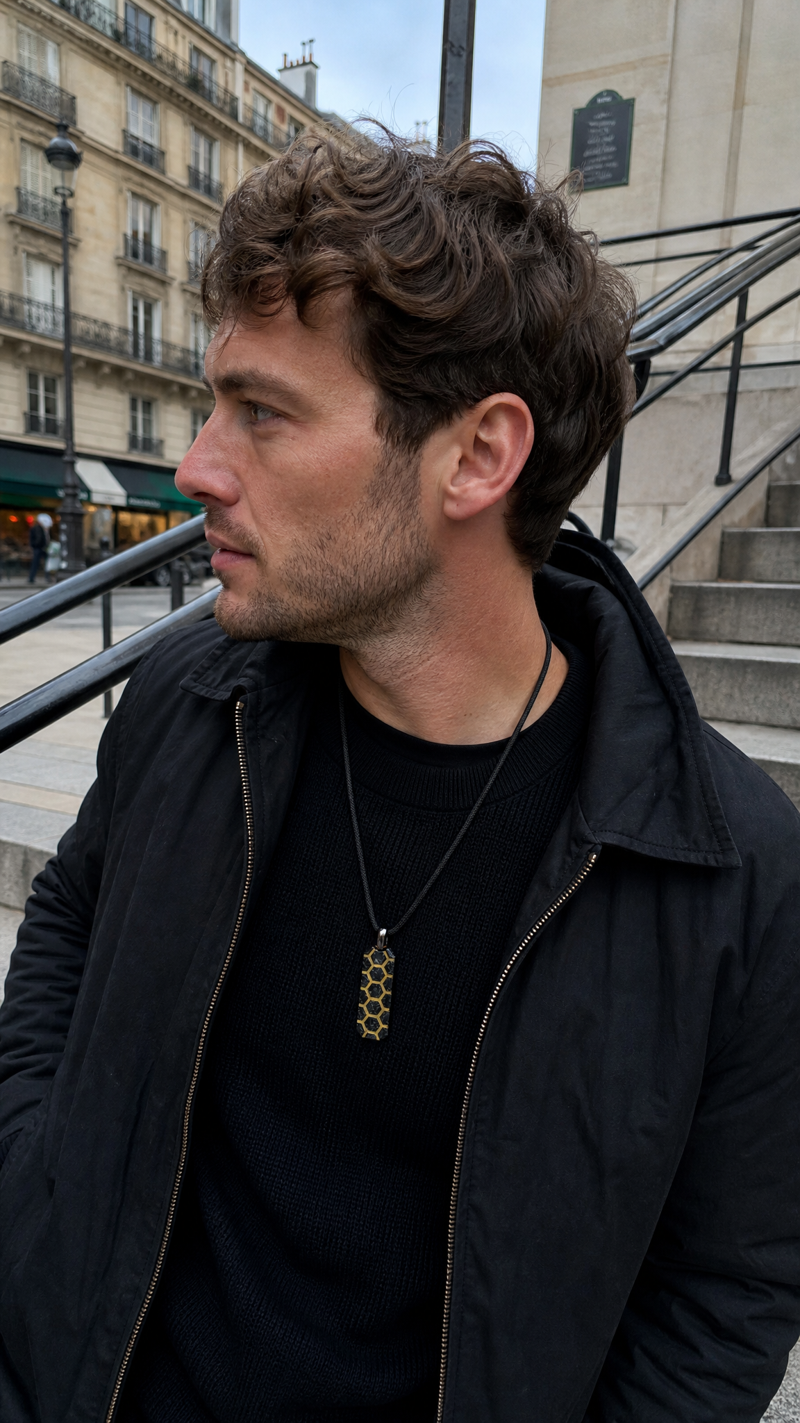 HEX LINE Pendant — Metal Inlay