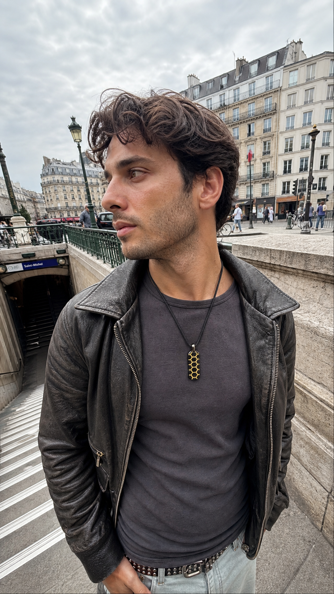 HEX LINE Pendant — Metal Inlay