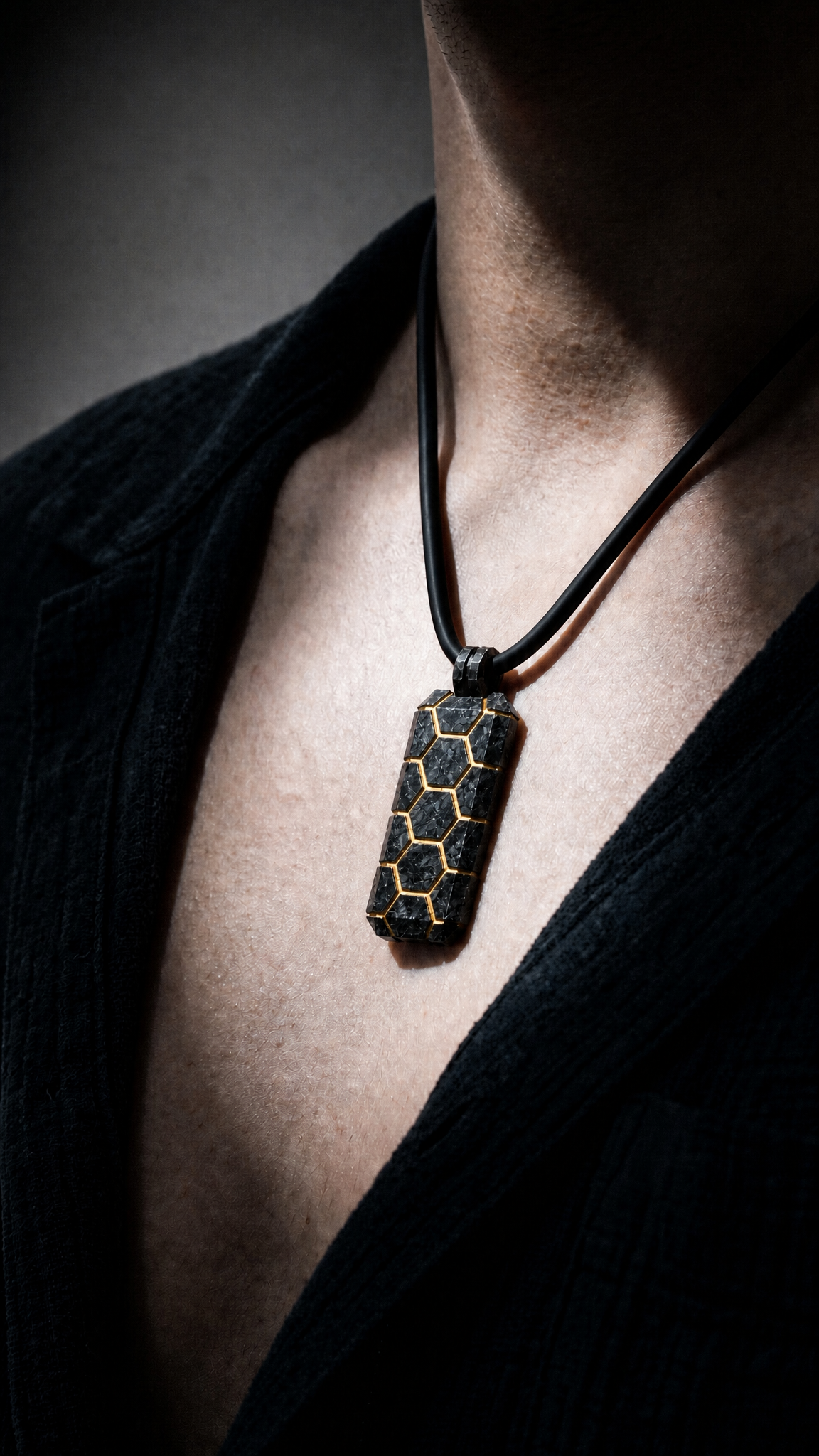 HEX LINE Pendant — Metal Inlay