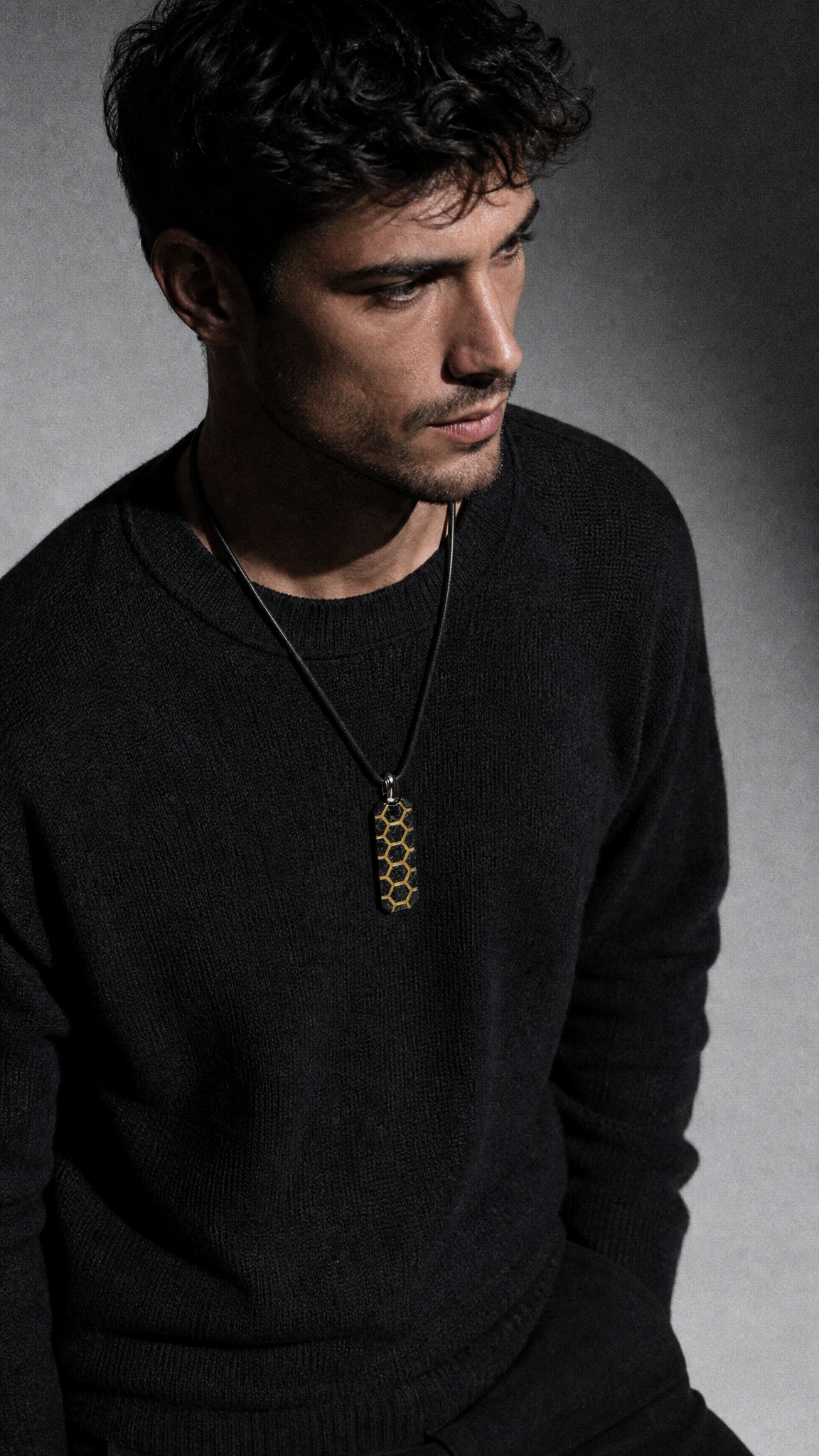 HEX LINE Pendant — Metal Inlay