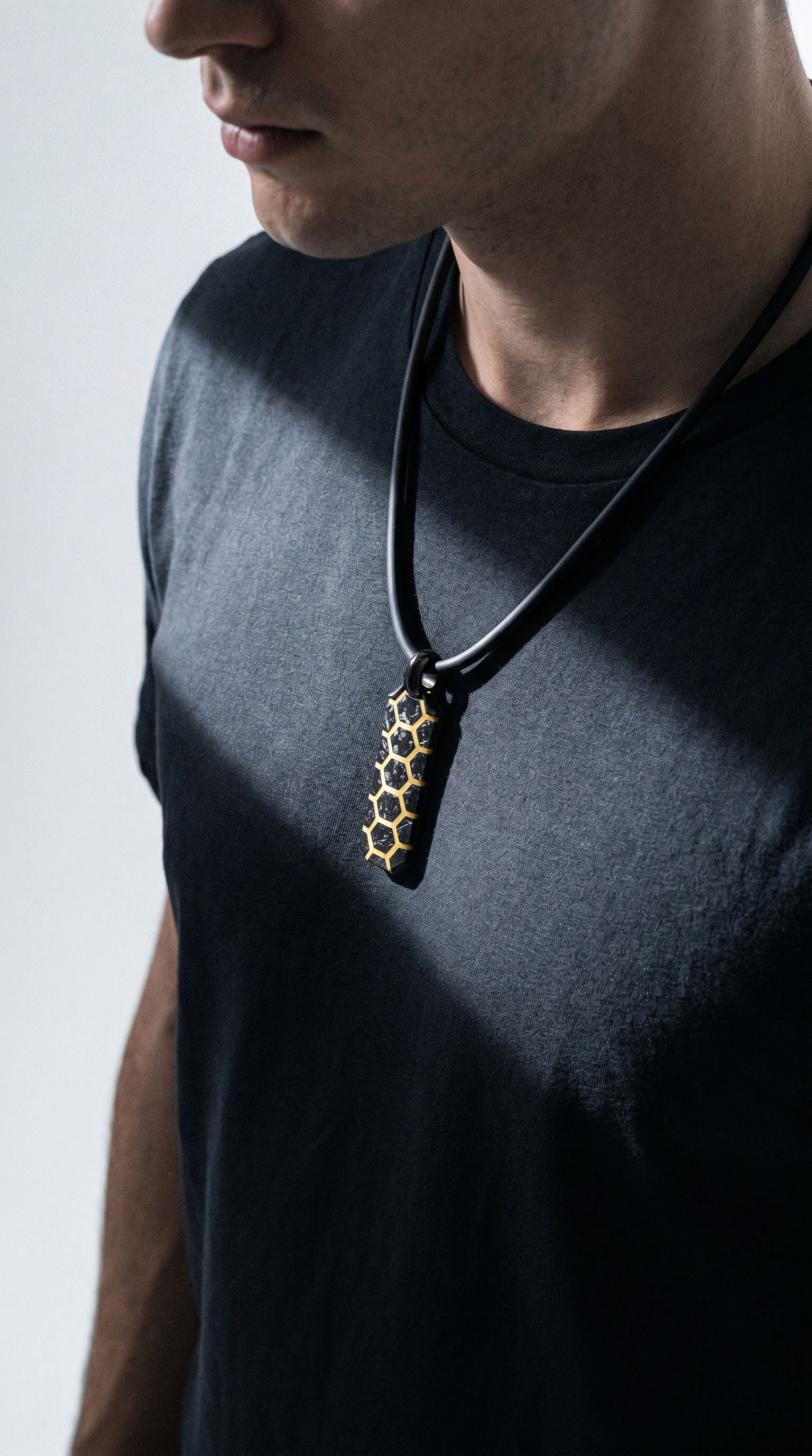 HEX LINE Pendant — Metal Inlay